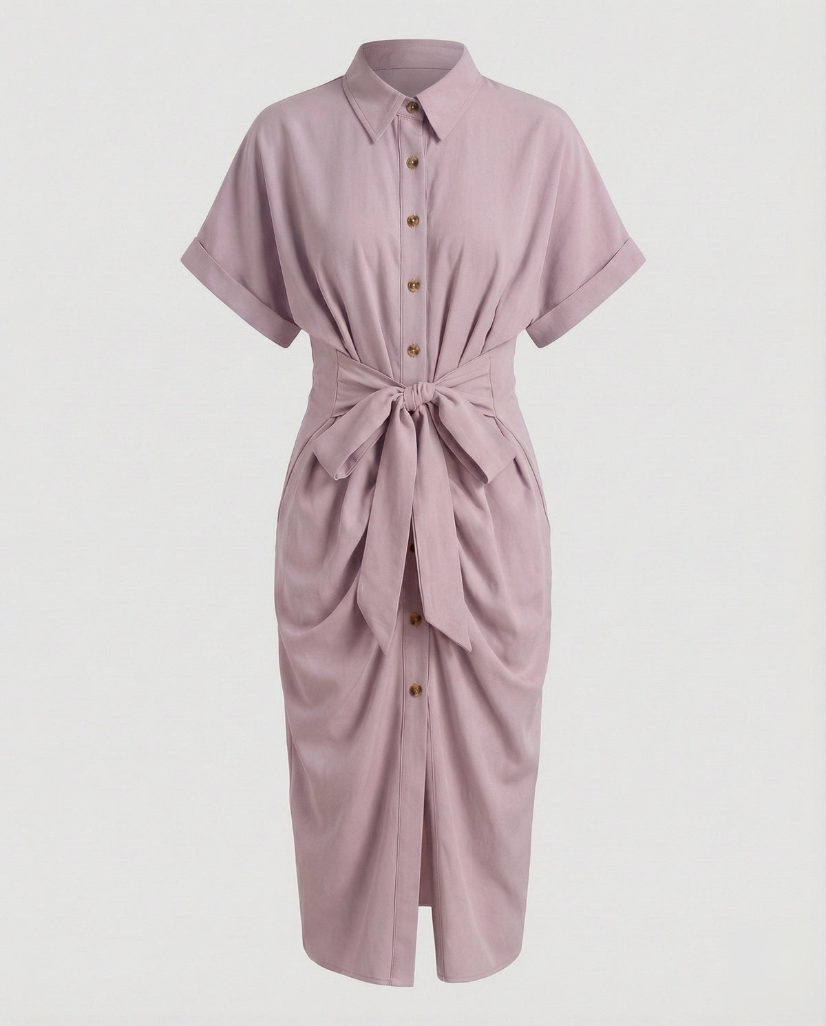Women Fashion Knot Mixed Fabric Blouse Dress - product shot