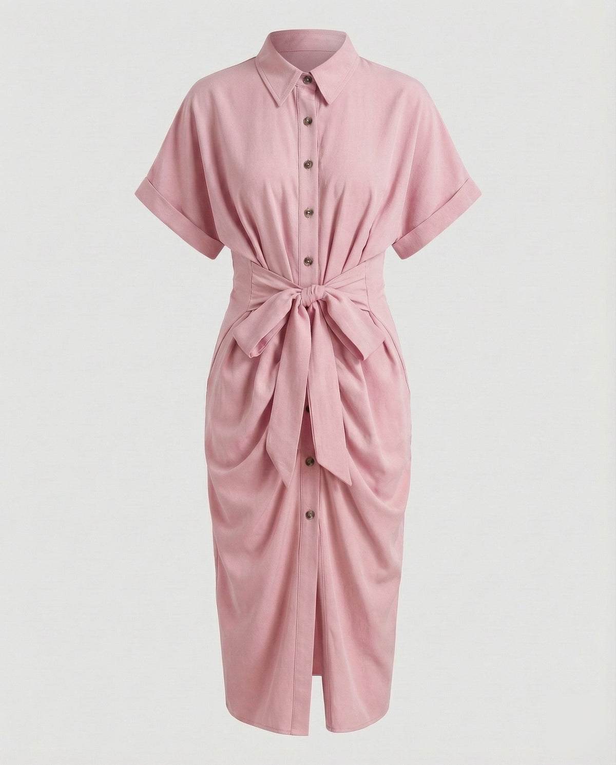 Women Fashion Knot Mixed Fabric Blouse Dress - product shot