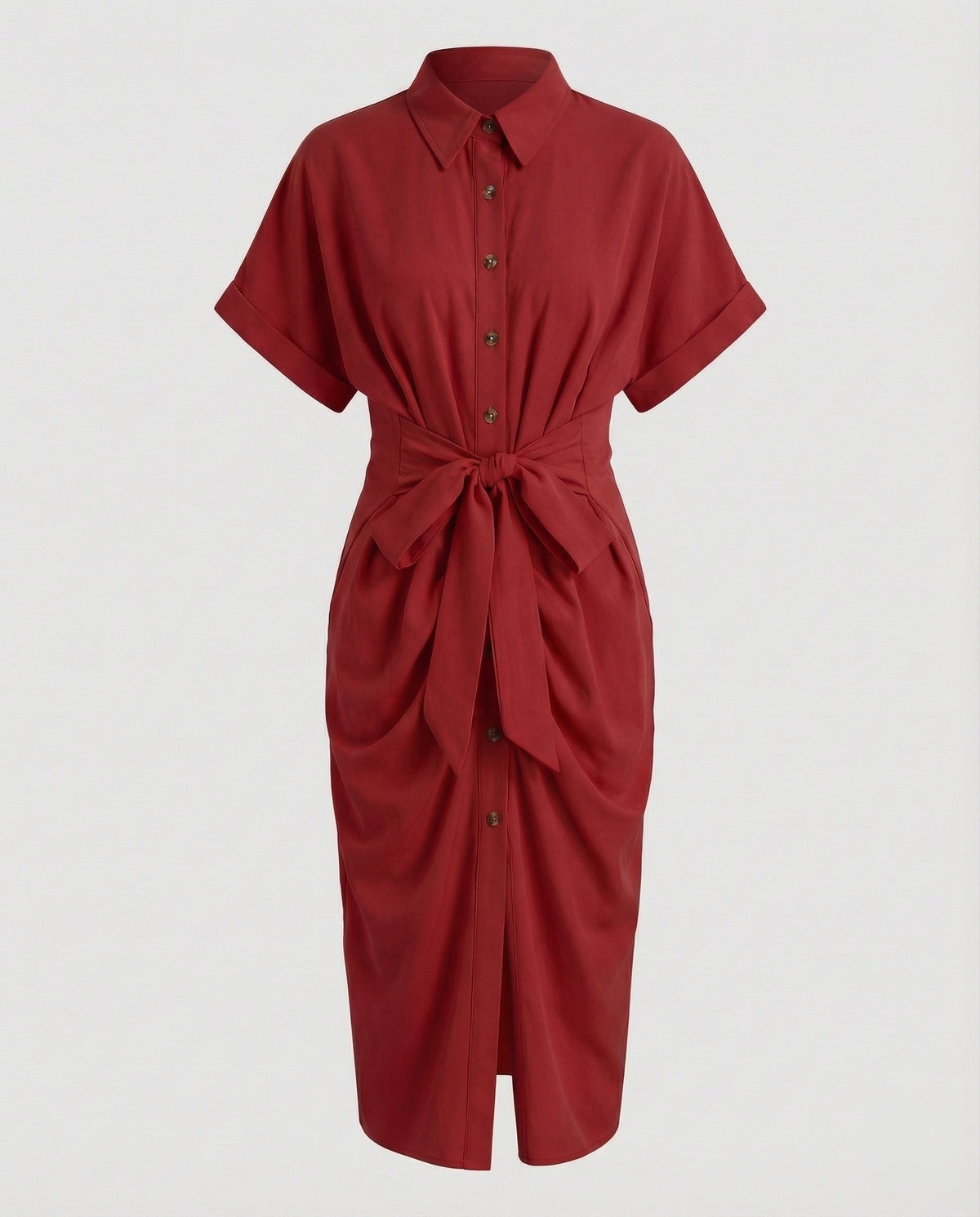 Women Fashion Knot Mixed Fabric Blouse Dress - product shot