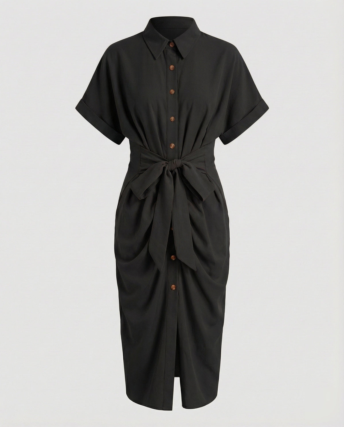 Women Fashion Knot Mixed Fabric Blouse Dress - product shot