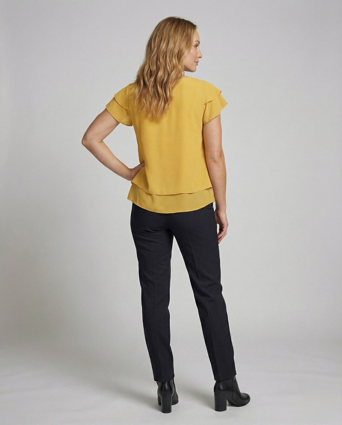 Women Ruffled Chiffon Blouse Shirt - back view