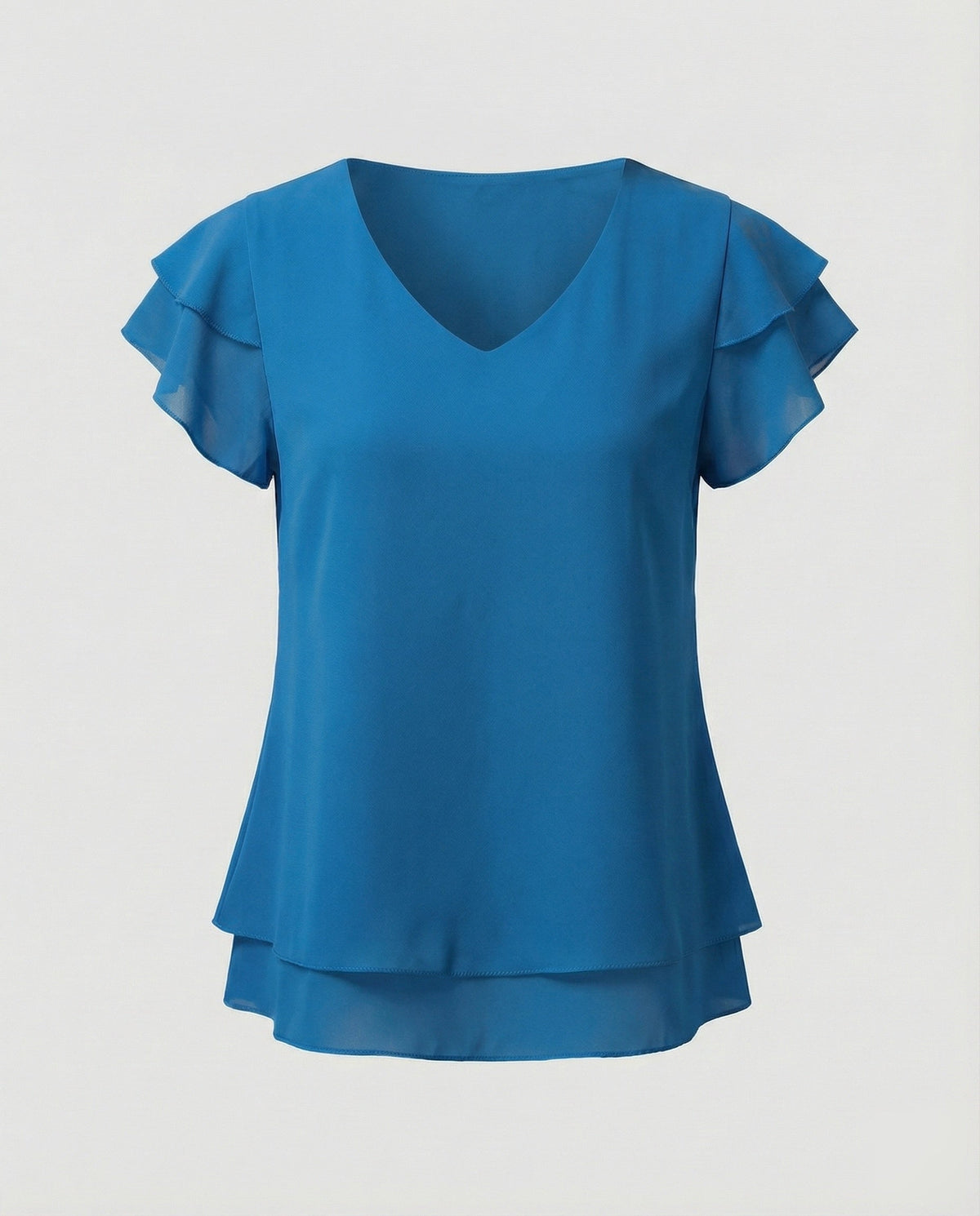 Women Ruffled Chiffon Blouse Shirt - product shot