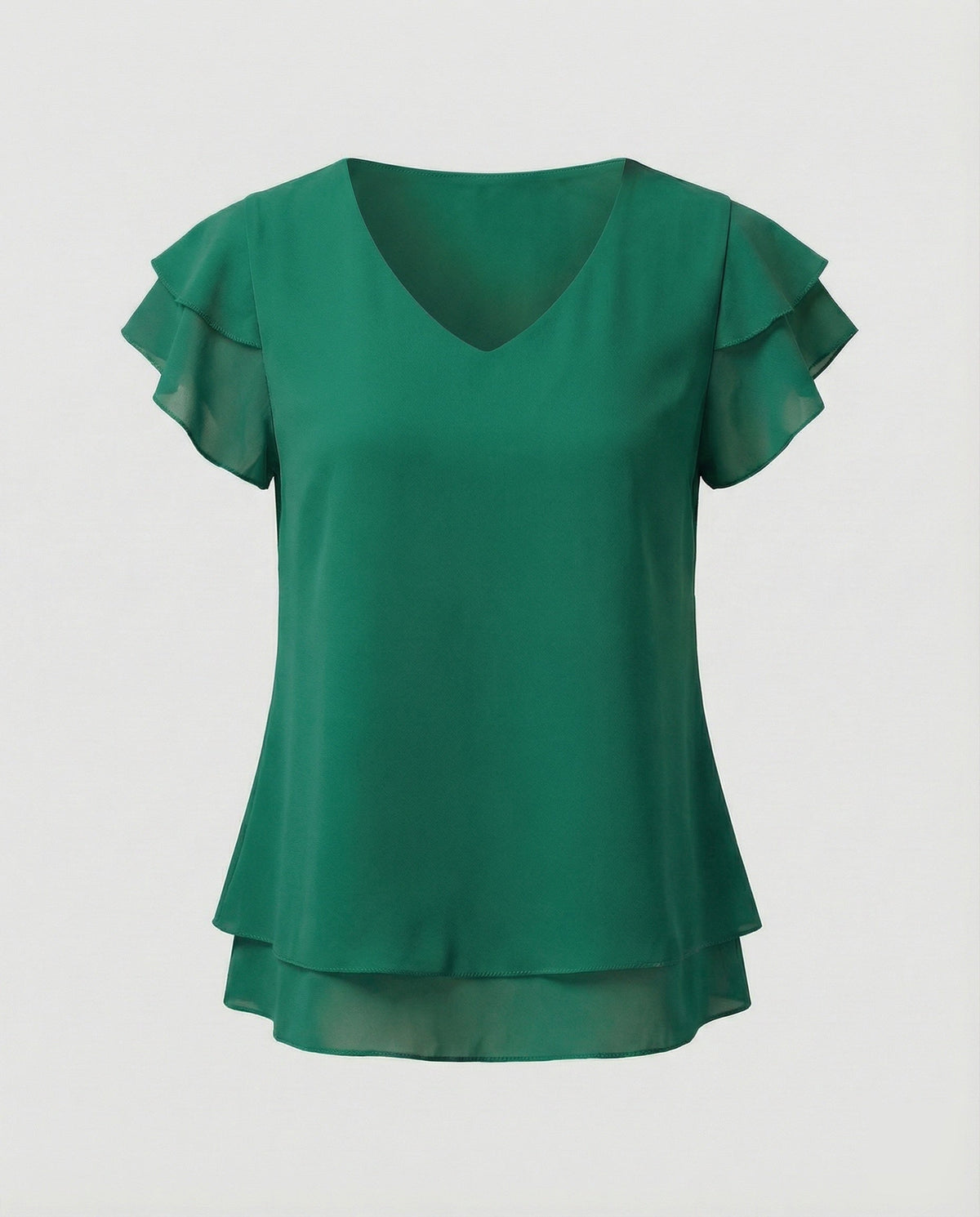 Women Ruffled Chiffon Blouse Shirt - product shot