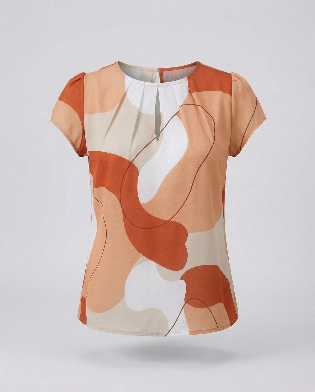 Women Lightweight Allover Pattern Satin Blouse Top - product shot