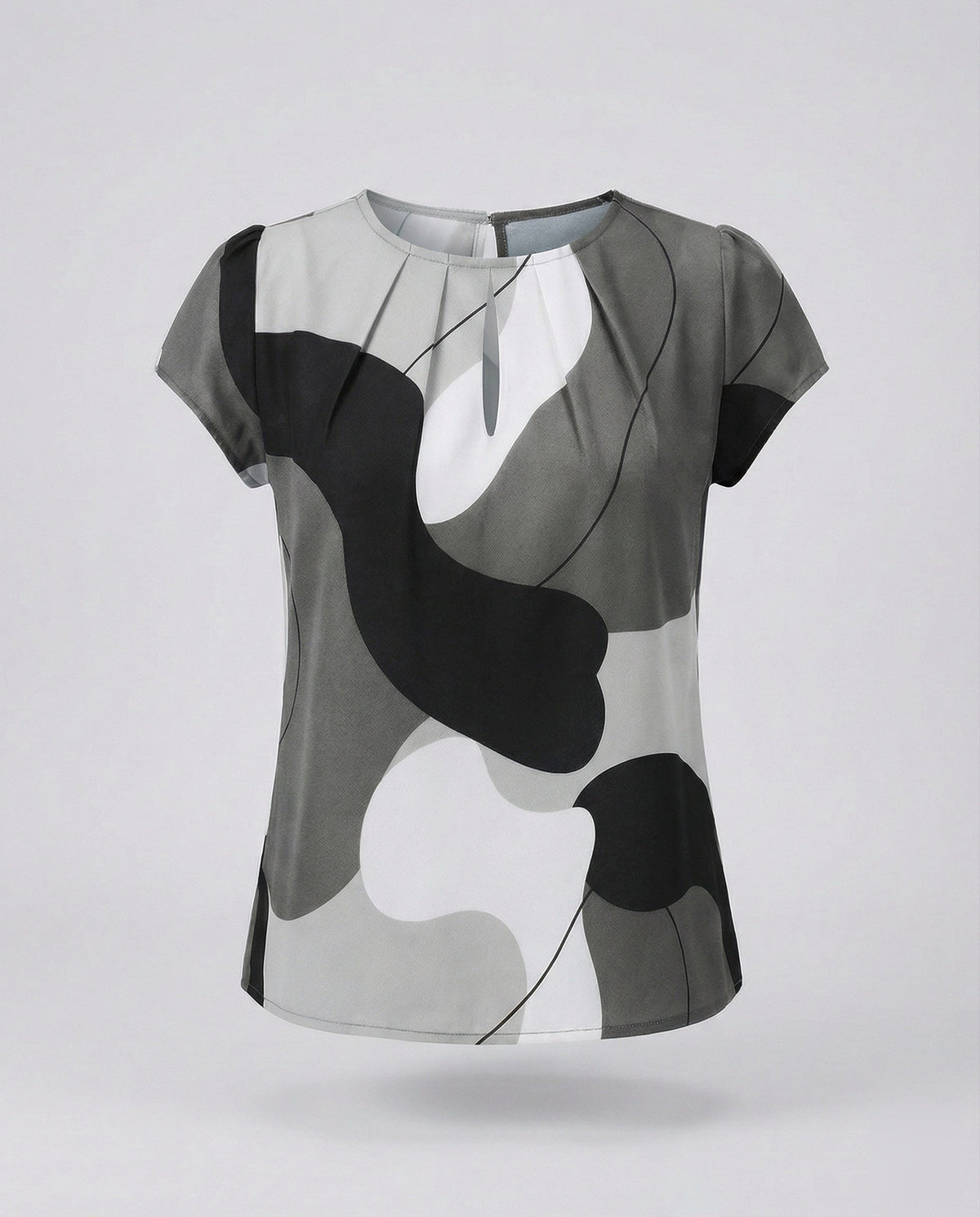 Women Lightweight Allover Pattern Satin Blouse Top - product shot