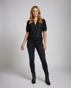 Women Light Lace Embroidery Blend Blouse Top - front view
