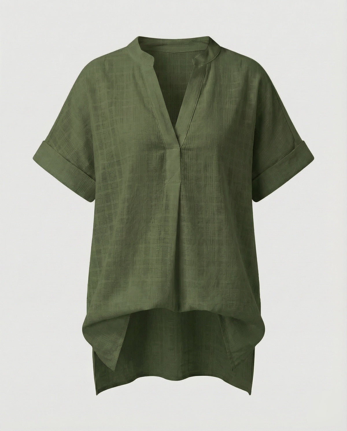 Women's Loose V-Neck Blended Longline Blouse Shirt - product shot