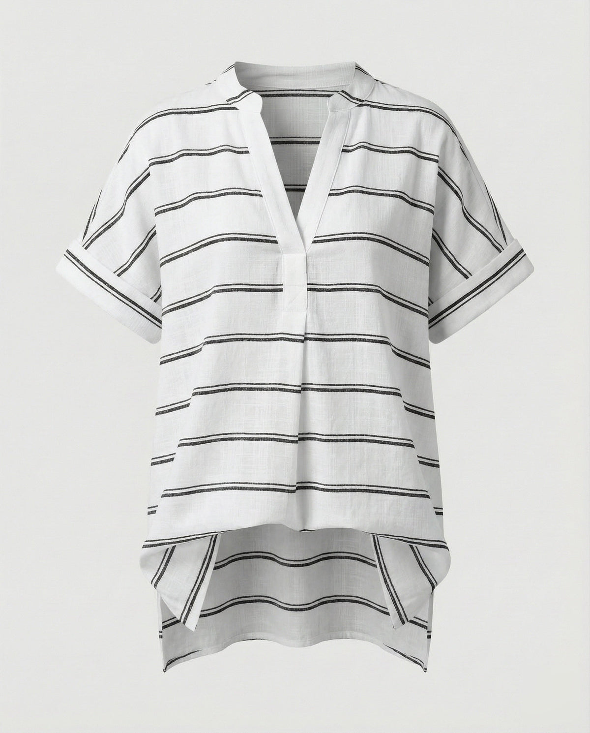 Women's Loose V-Neck Blended Longline Blouse Shirt - product shot