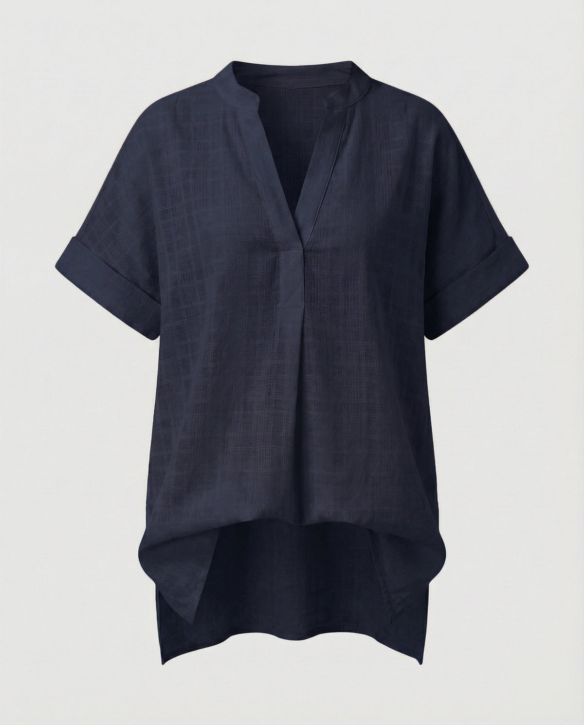 Women's Loose V-Neck Blended Longline Blouse Shirt - product shot