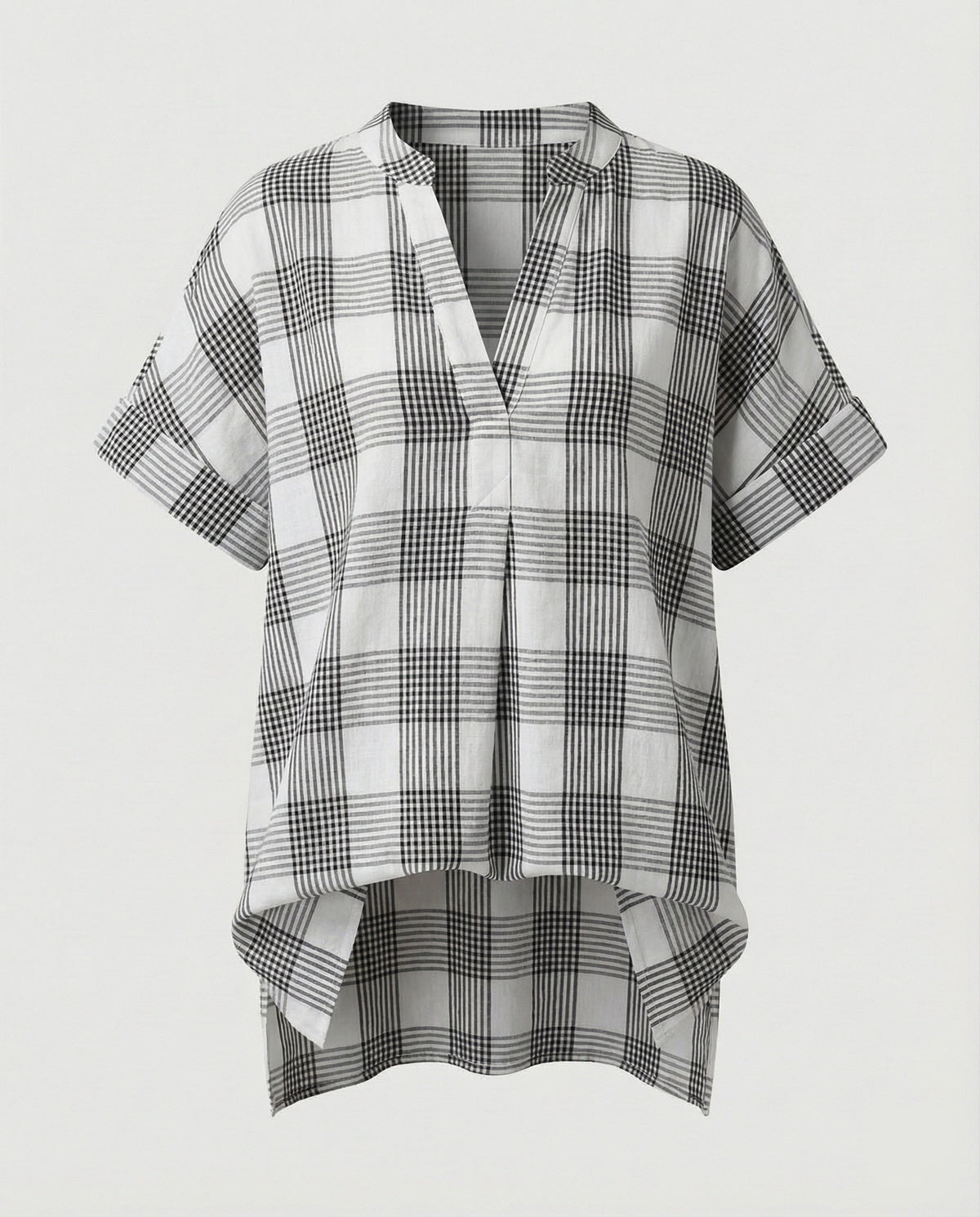 Women's Loose V-Neck Blended Longline Blouse Shirt - product shot