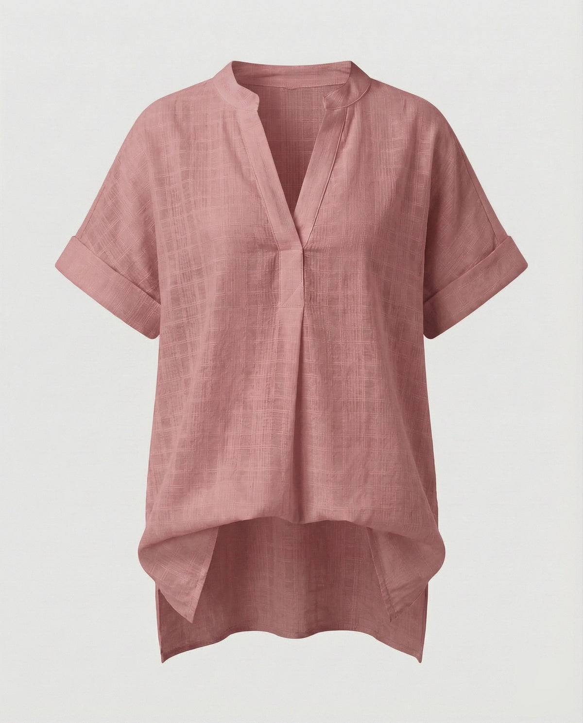 Women's Loose V-Neck Blended Longline Blouse Shirt - product shot