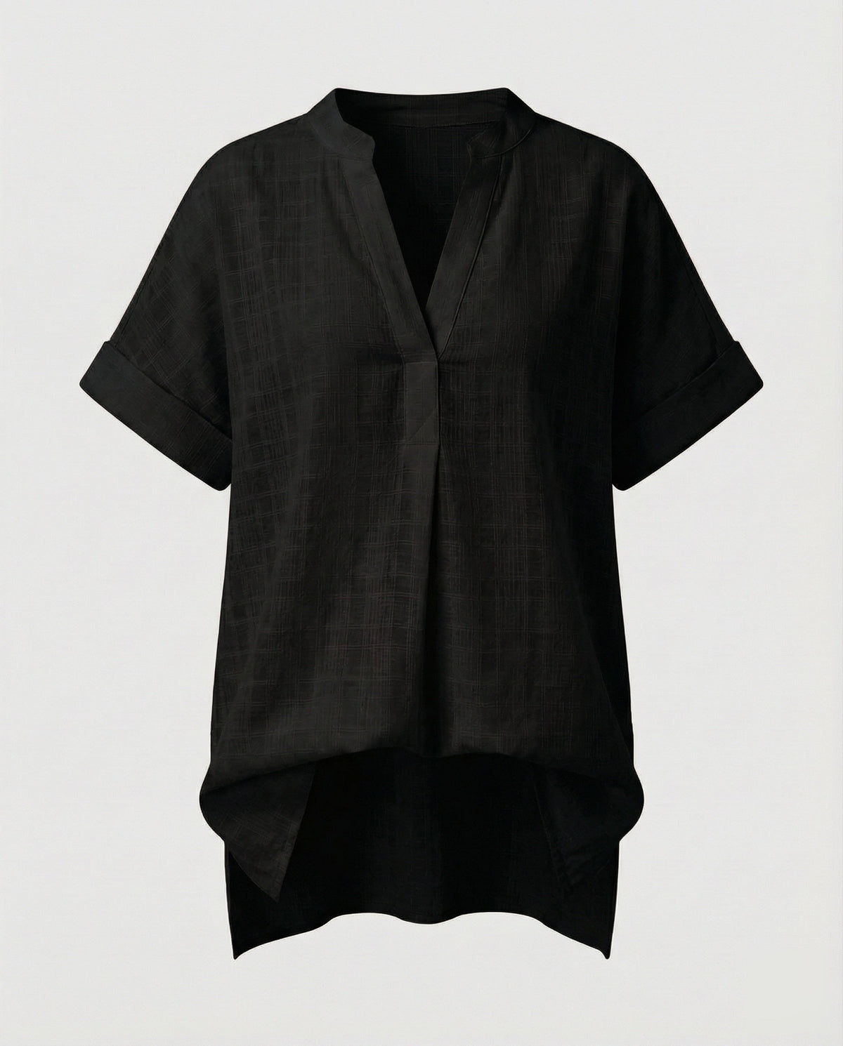 Women's Loose V-Neck Blended Longline Blouse Shirt - product shot