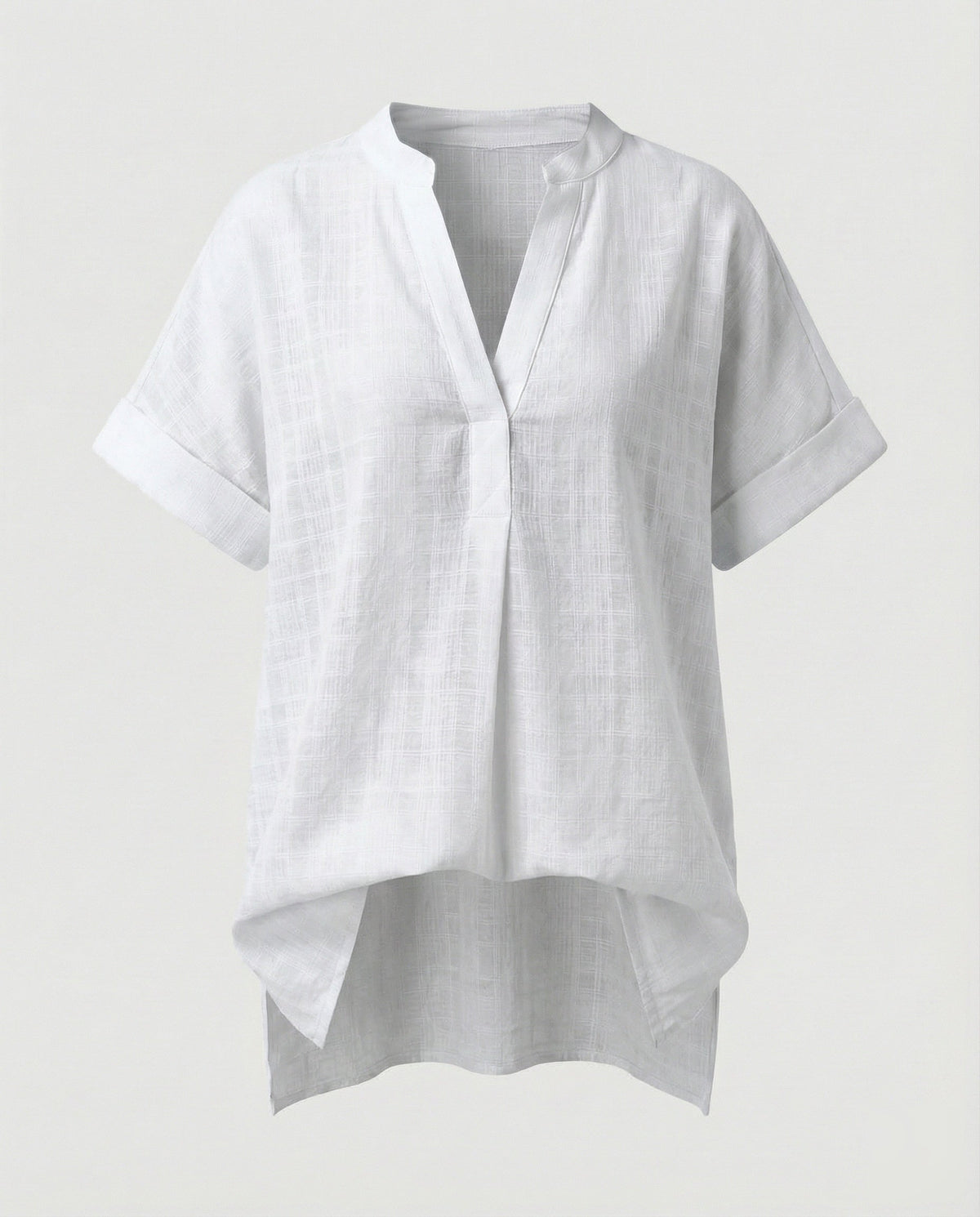 Women's Loose V-Neck Blended Longline Blouse Shirt - product shot