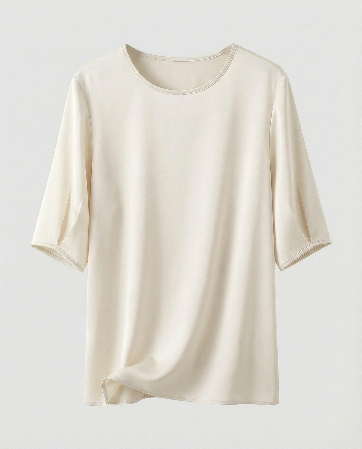 Women Flowing Round Neck Satin Blouse Top - product shot