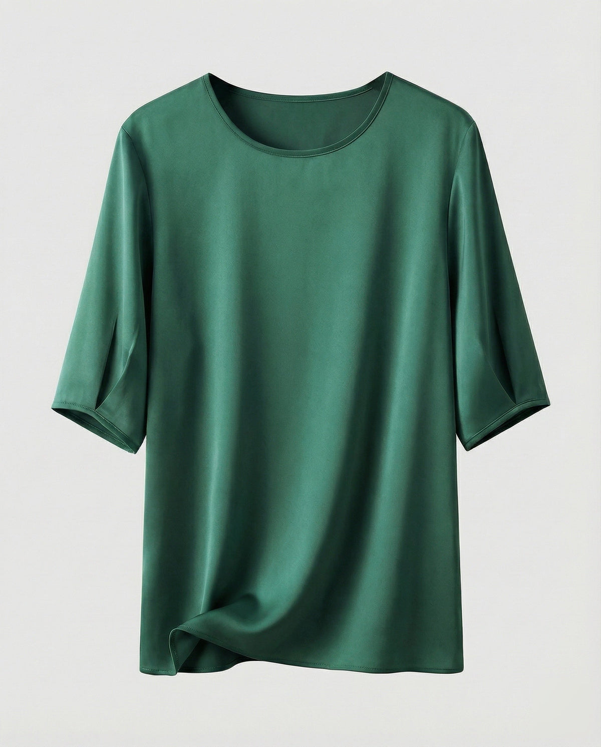 Women Flowing Round Neck Satin Blouse Top - product shot