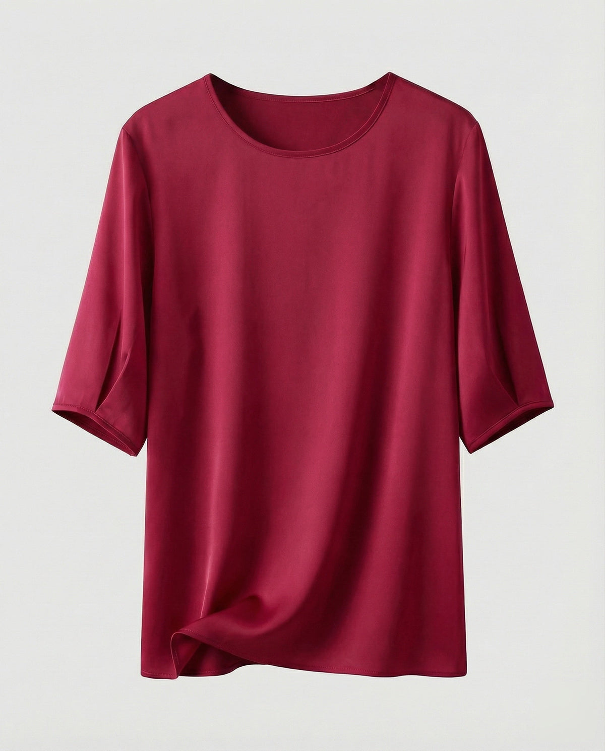 Women Flowing Round Neck Satin Blouse Top - product shot