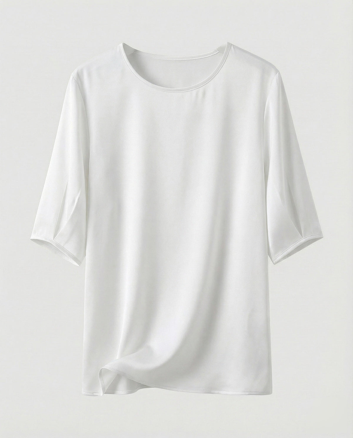 Women Flowing Round Neck Satin Blouse Top - product shot