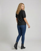 Women Elegant Jacquard Mixed Fabric Blouse Shirt - back view