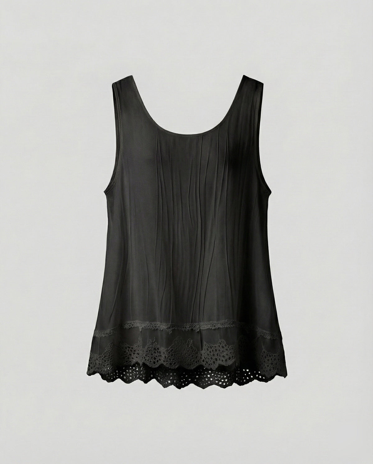 Women Scalloped Lace Trim Chiffon Sleeveless Blouse Top - product shot