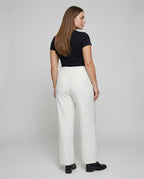 Women Elegant High Waist Blended Fabric Pleated Palazzo Pants - back view