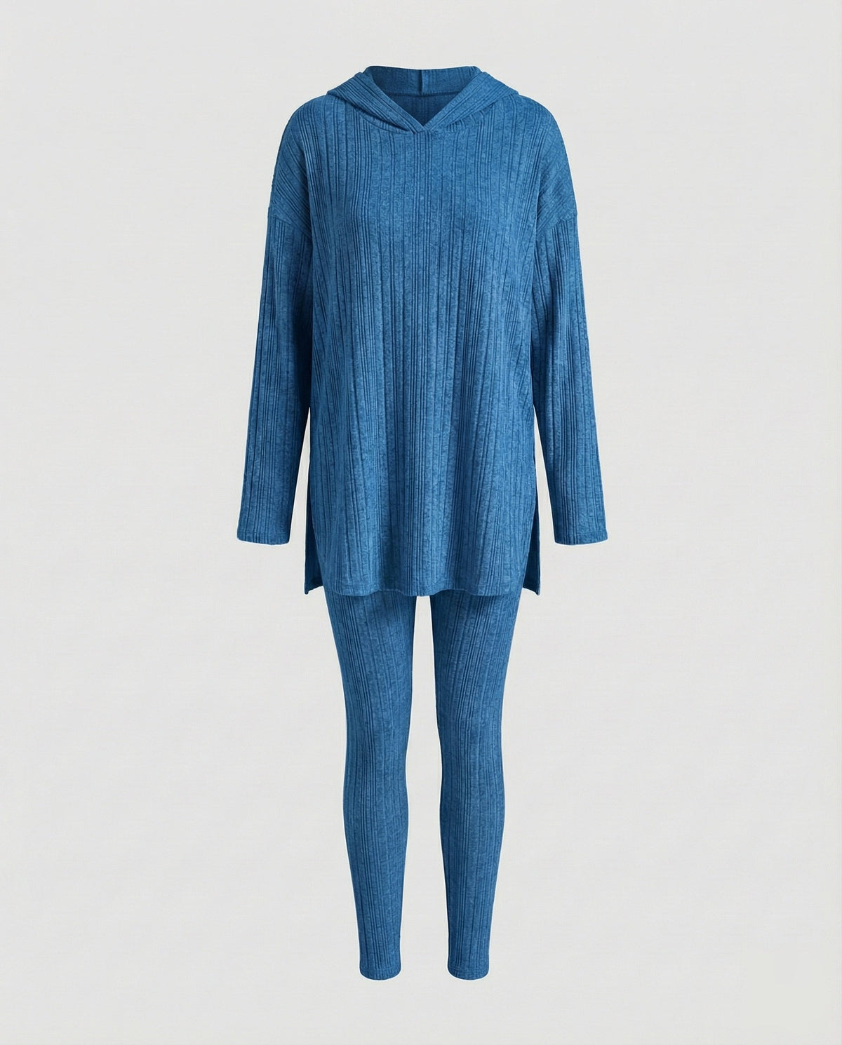 Women's Comfortable Hooded Long Shirt Fine Knit Fine Knit Lounge Set - product shot