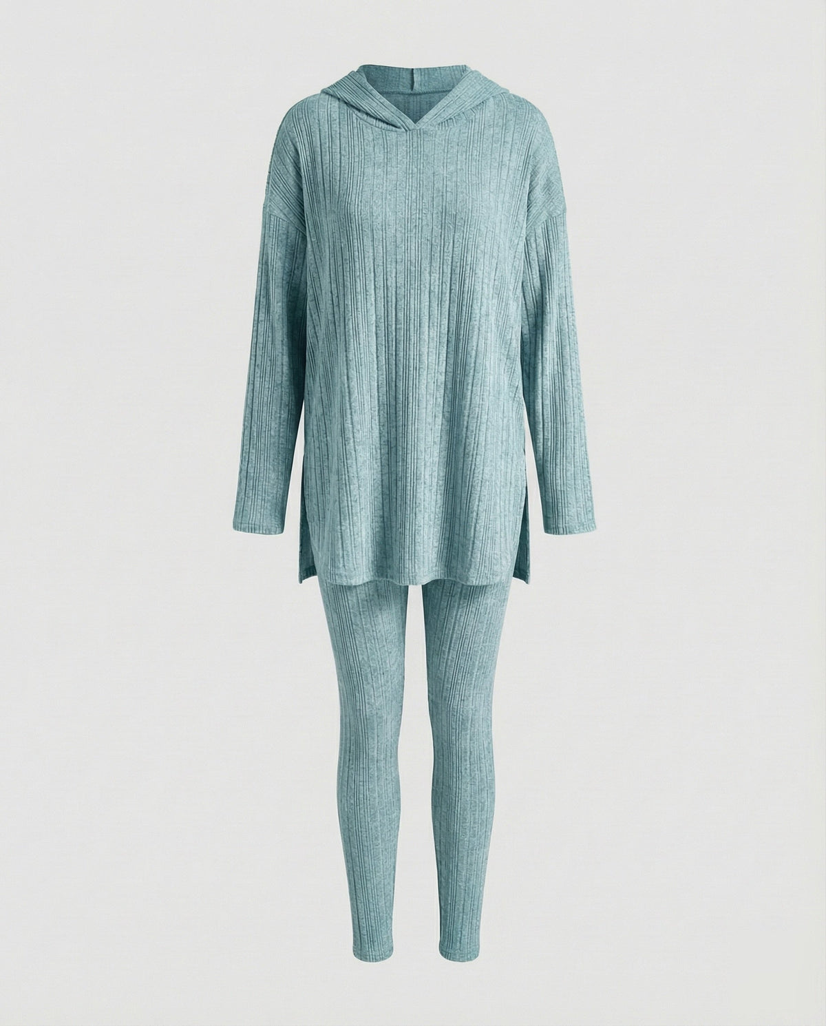 Women's Comfortable Hooded Long Shirt Fine Knit Fine Knit Lounge Set - product shot