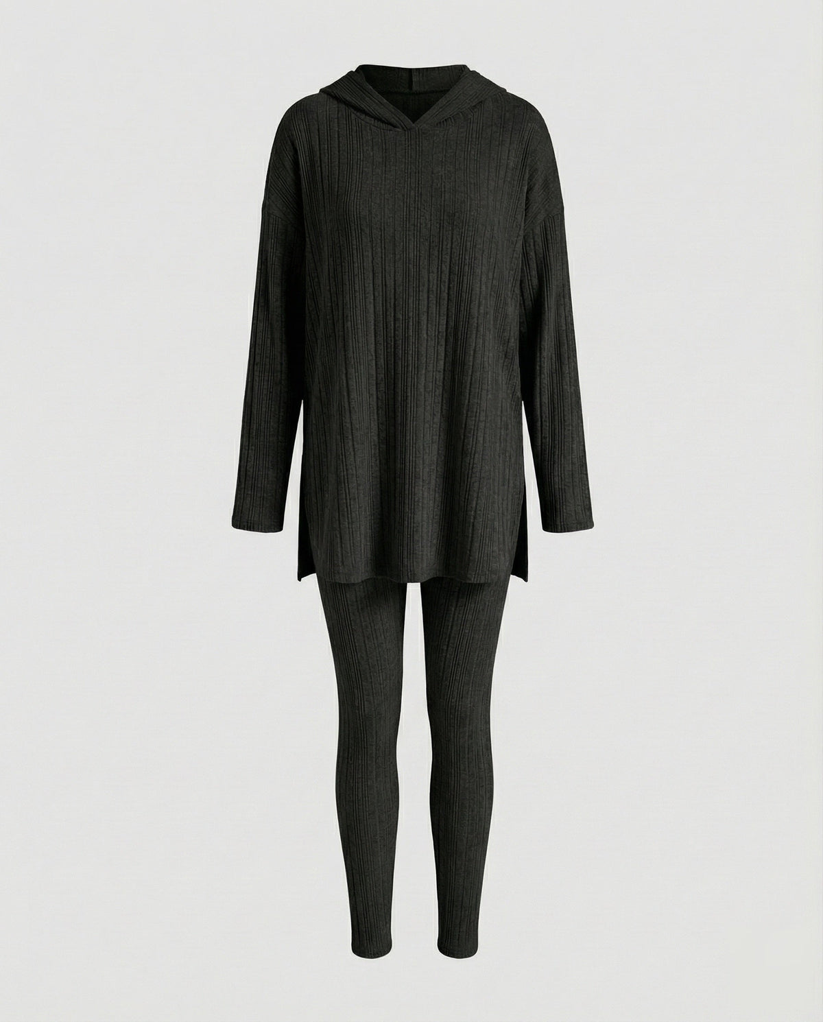 Women's Comfortable Hooded Long Shirt Fine Knit Fine Knit Lounge Set - product shot