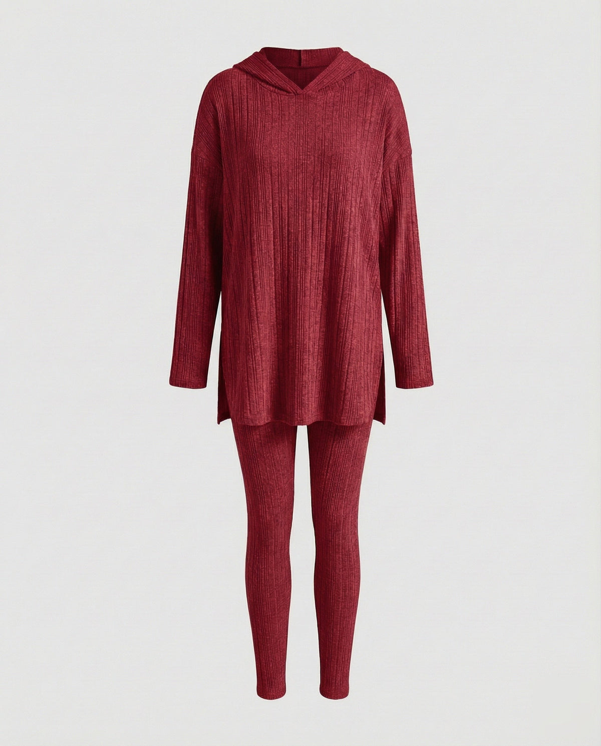 Women's Comfortable Hooded Long Shirt Fine Knit Fine Knit Lounge Set - product shot