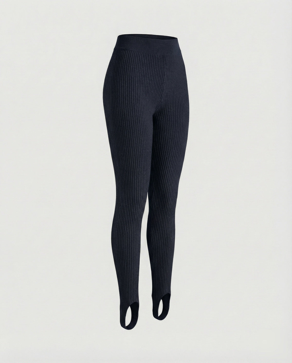 Women's sporty foot strap mixed fabric leggings - product shot