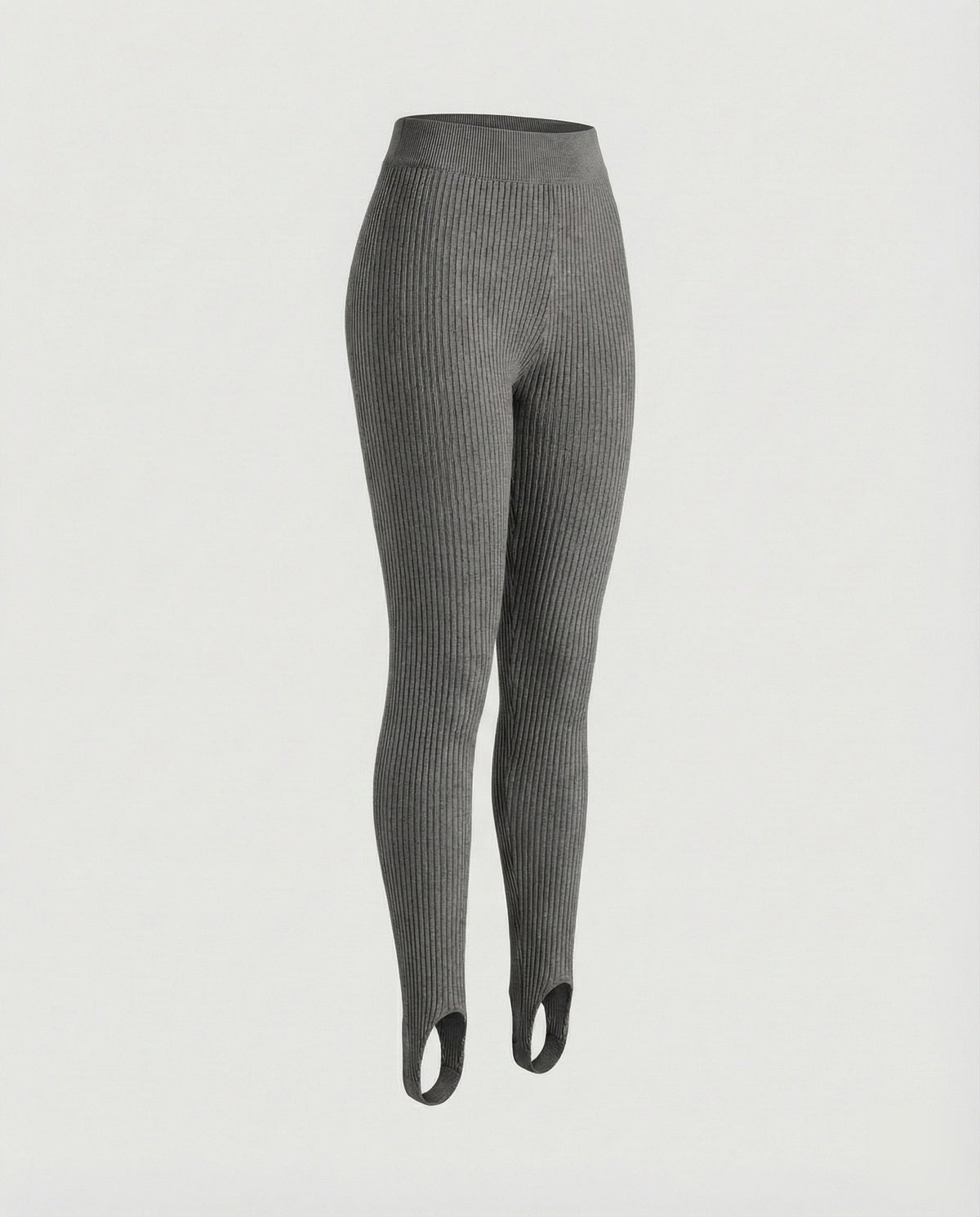 Women's sporty foot strap mixed fabric leggings - product shot