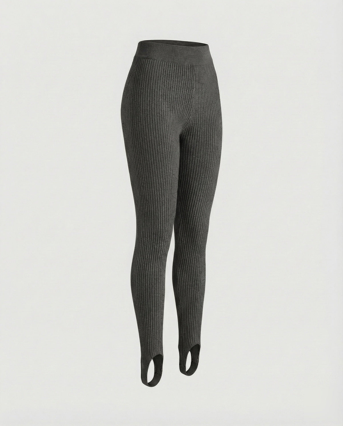 Women's sporty foot strap mixed fabric leggings - product shot