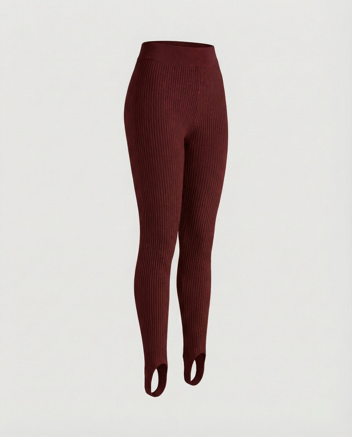 Women's sporty foot strap mixed fabric leggings - product shot