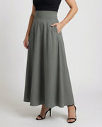 Women Flowing Maxi Look Blended Fabric Skirt Pants - lower body view