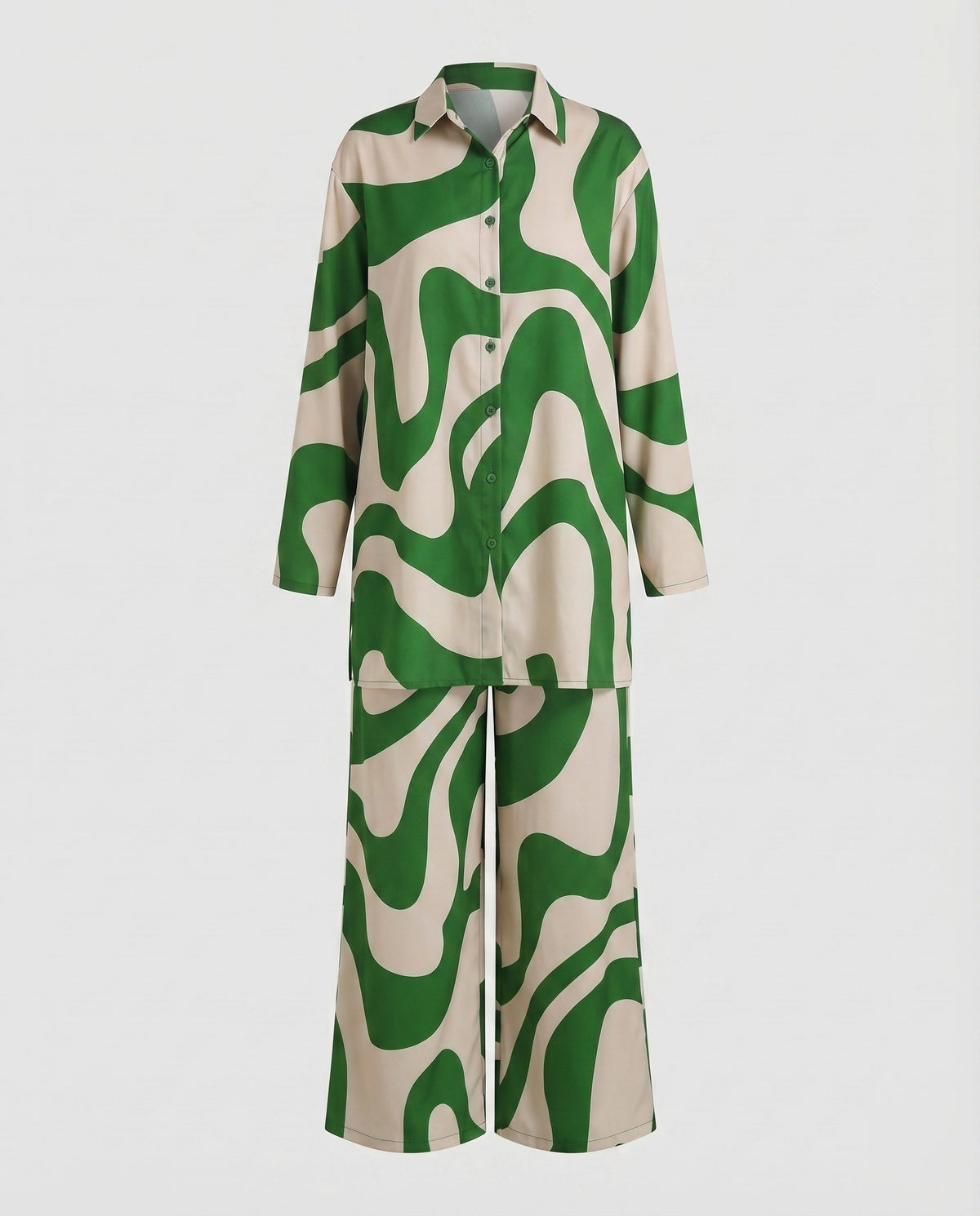 Women's Graphic Graphic Pattern Blended Fabric Long Blouse-Pants Set - product shot