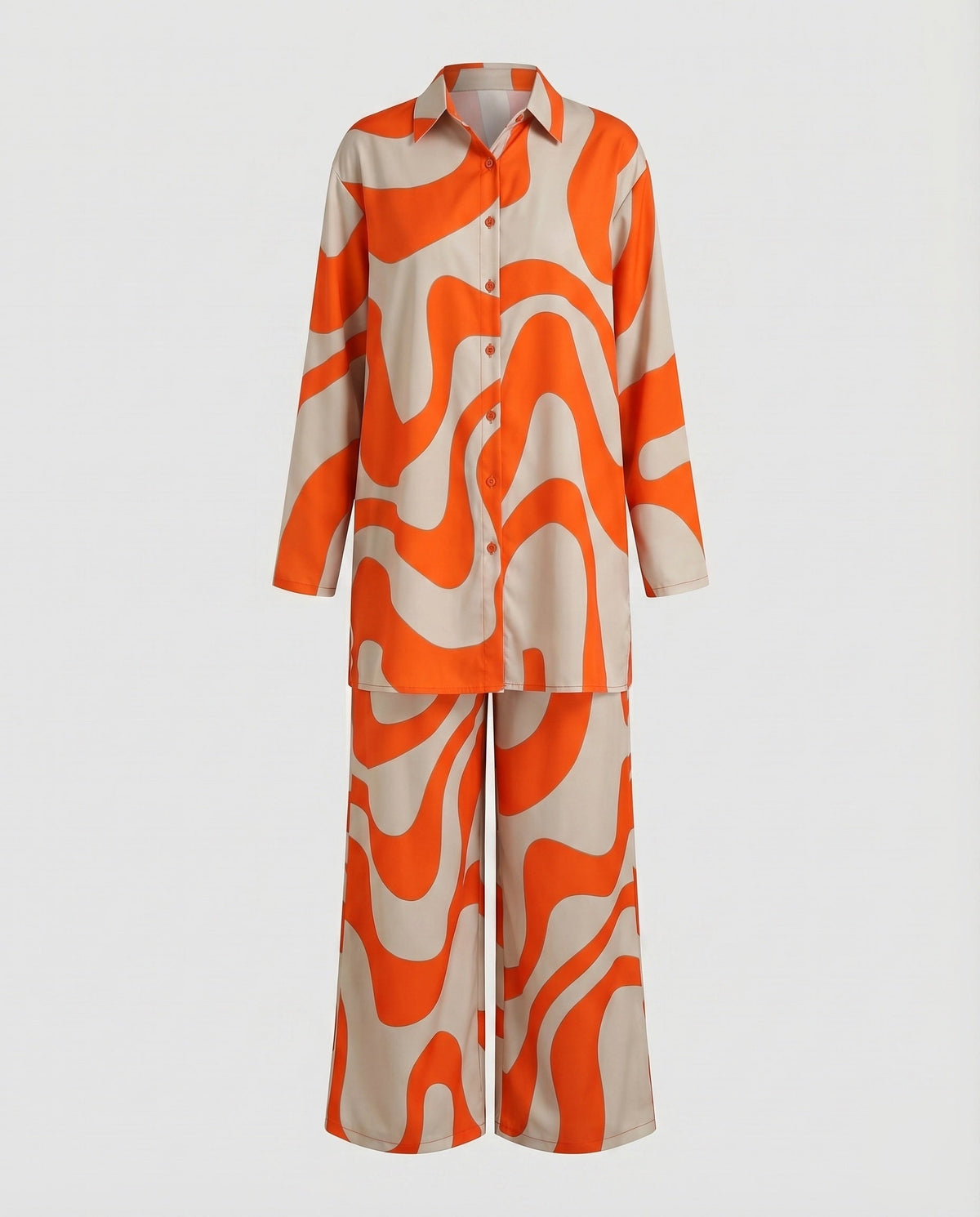Women's Graphic Graphic Pattern Blended Fabric Long Blouse-Pants Set - product shot