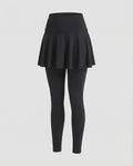 Women Sporty Sewn Bell Skirt Stretch Sporty Leggings - product shot