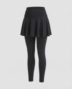 Women Sporty Sewn Bell Skirt Stretch Sporty Leggings - product shot