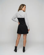 Women Classic Blouses-Overlay-Look Blended Fabric Corsage Dress - back view