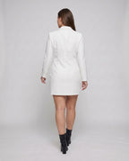 Women Classic Wide Shaping Waist Belt Blended Fabric Blouse Dress - back view