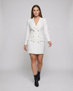 Women Classic Wide Shaping Waist Belt Blended Fabric Blouse Dress - front view