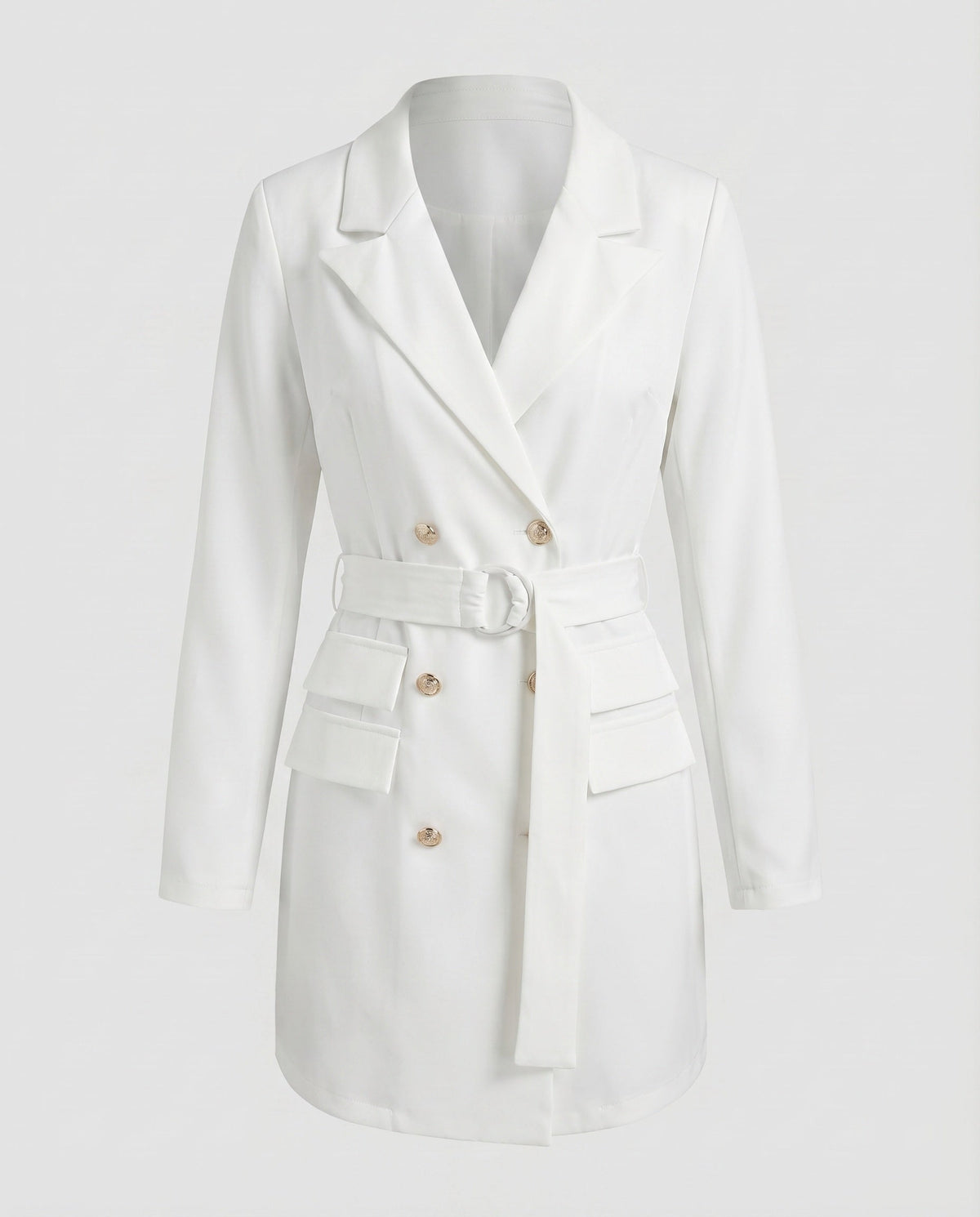 Women Classic Wide Shaping Waist Belt Blended Fabric Blouse Dress - product shot