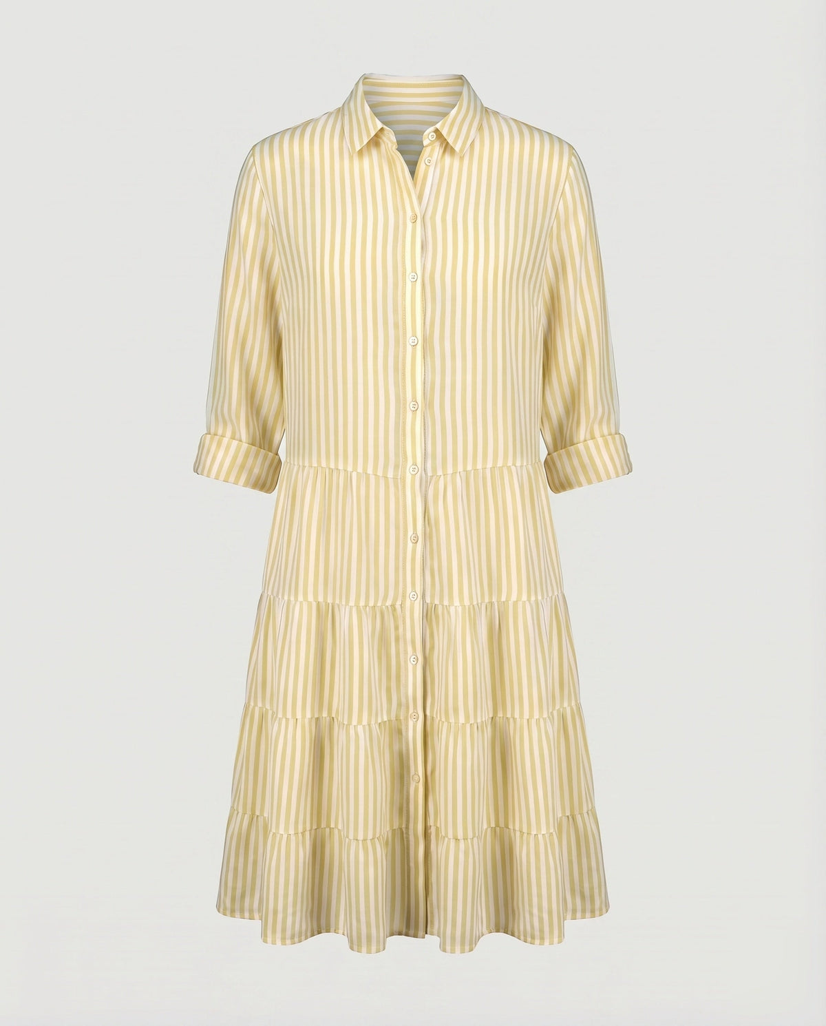 Women's Blouse-Tunic-Pleated Dress Striped Button Placket Waist Seam - product shot