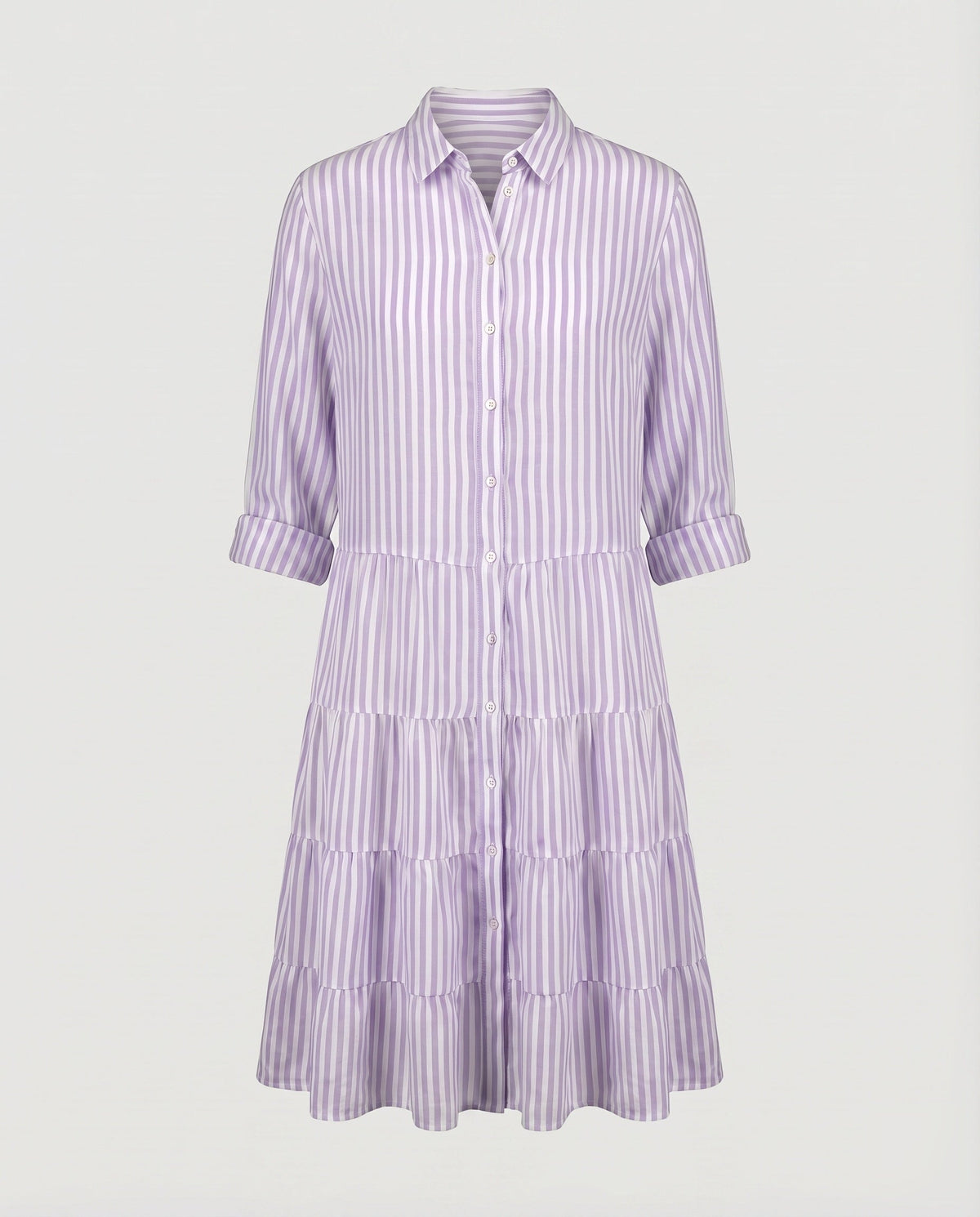 Women's Blouse-Tunic-Pleated Dress Striped Button Placket Waist Seam - product shot