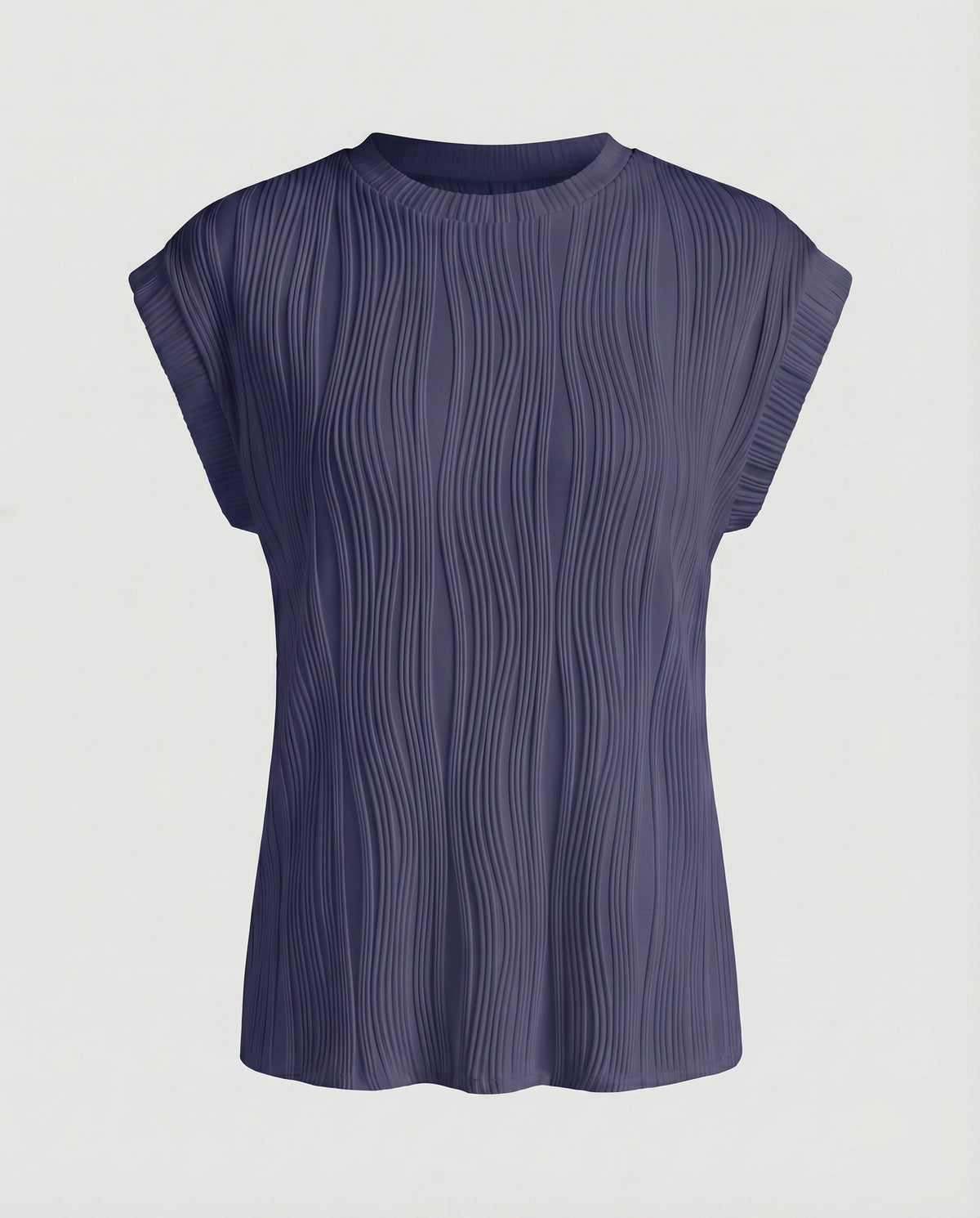 Women's Blouse Top Wave Pleating Elastic Hem Short Sleeve - product shot