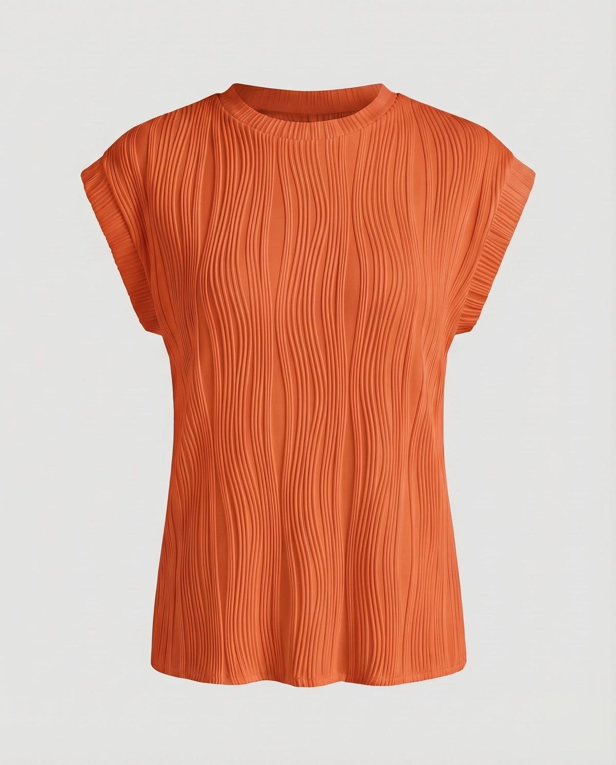 Women's Blouse Top Wave Pleating Elastic Hem Short Sleeve - product shot