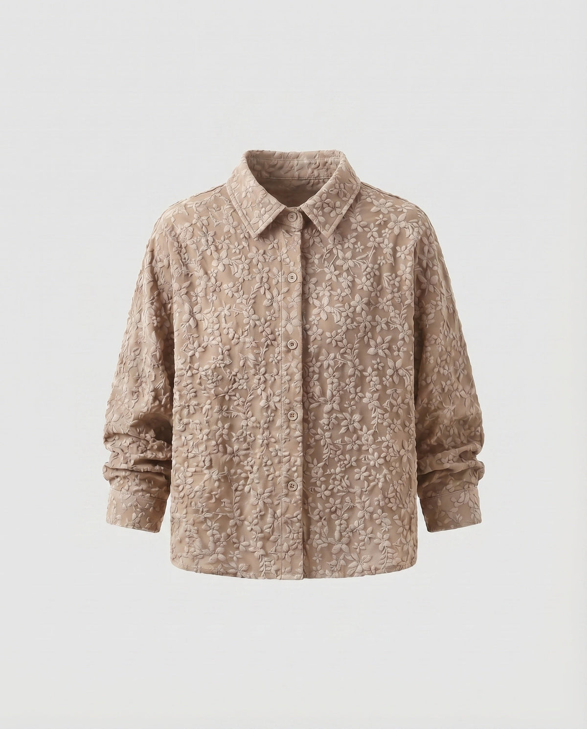 Women Quilted Short Jacket Floral Jacquard Blouse Style - product shot
