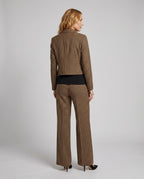 Women's Checkered Suit Short Blazer Wide Leg - back view