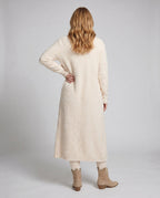 Women's knitted lounge set with refined crop top and wide leg pants - back view