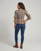 Women's blouse shirt with unique smock design and elegant puff sleeves All Fashion - back view