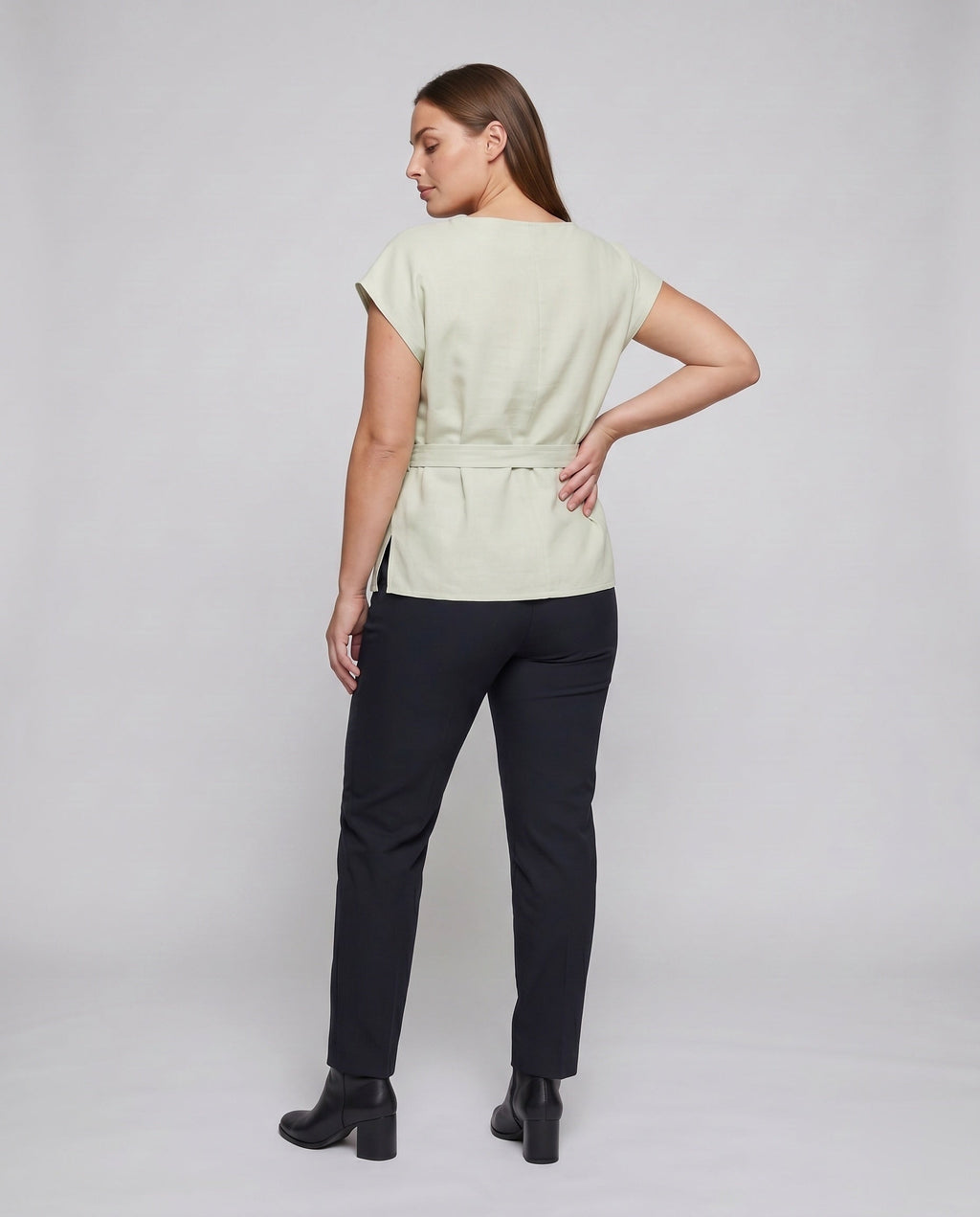 Women's elegant and stylish blouse top with tieable collar - back view